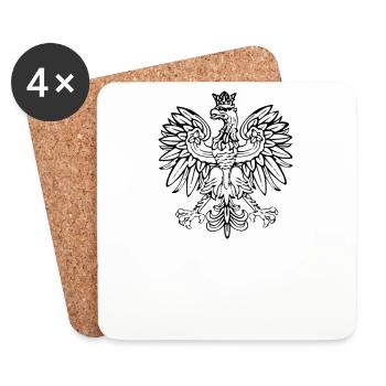 Polska - Polish coat of arms Poland. Gift - Coasters (set of 4) - white - Front