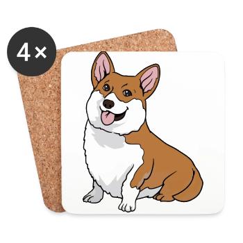 Welsh Corgi Pembroke Cardigan Dog - Coasters (set of 4) - white - Front