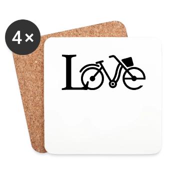 Amour - conception vélo créatif cadeau - Dessous de verre (lot de 4) - blanc - Devant