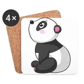 Rêver de panda de dessin animé - Dessous de verre (lot de 4) - blanc - Devant