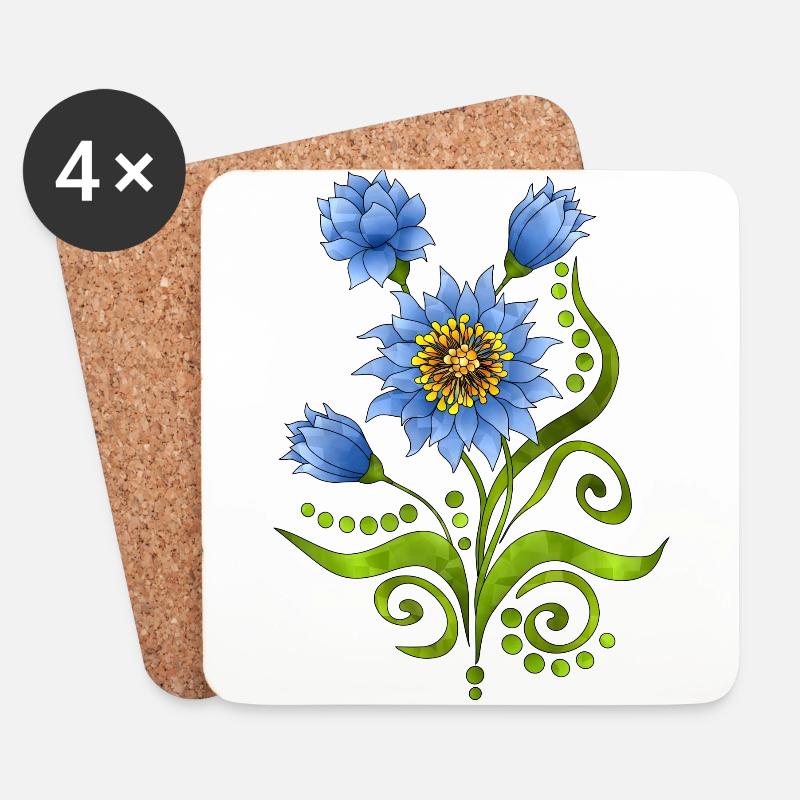 Blumen - Untersetzer (4er-Set) - Weiß