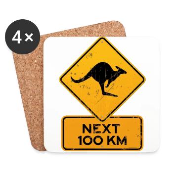 panneau de signalisation de l'australie kangoo - Dessous de verre (lot de 4) - blanc - Devant