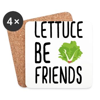Lettuce Be Friends #lettuce #illustration #veggie - Untersetzer (4er-Set) - Weiß - Vorne