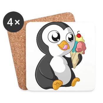 Sommer Comic Pinguin - Untersetzer (4er-Set) - Weiß - Vorne