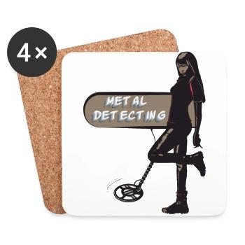 Sexy treasure hunter with metal detector - Coasters (set of 4) - white - Front
