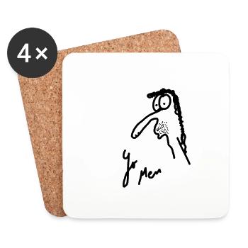 Art Textile: Sketch of an unemployed person - Coasters (set of 4) - white - Front