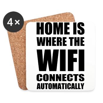 Wifi maison noir - Dessous de verre (lot de 4) - blanc - Devant