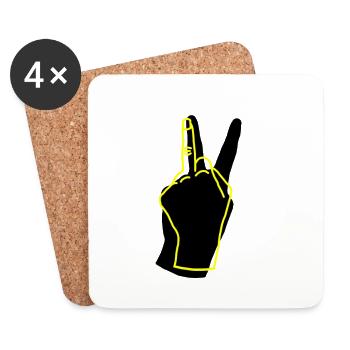 paix jaune - Dessous de verre (lot de 4) - blanc - Devant