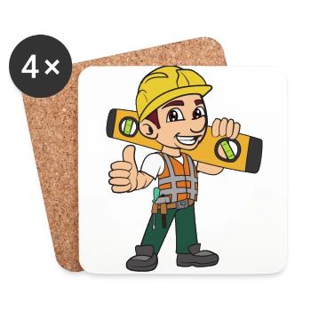Maurer Handwerker - Untersetzer (4er-Set) - Weiß - Vorne