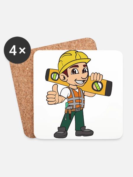 Maurer Handwerker - Untersetzer (4er-Set) - Weiß
