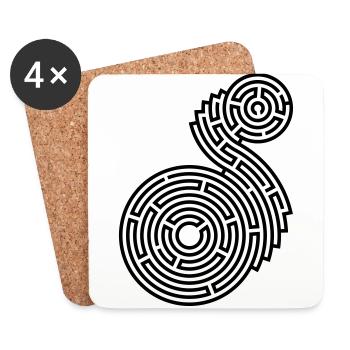 rundes zweiteiliges Labyrinth - Untersetzer (4er-Set) - Weiß - Vorne