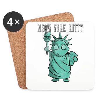 MEOW YORK KITTY - Untersetzer (4er-Set) - Weiß - Vorne