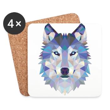 Loup Origami - Dessous de verre (lot de 4) - blanc - Devant