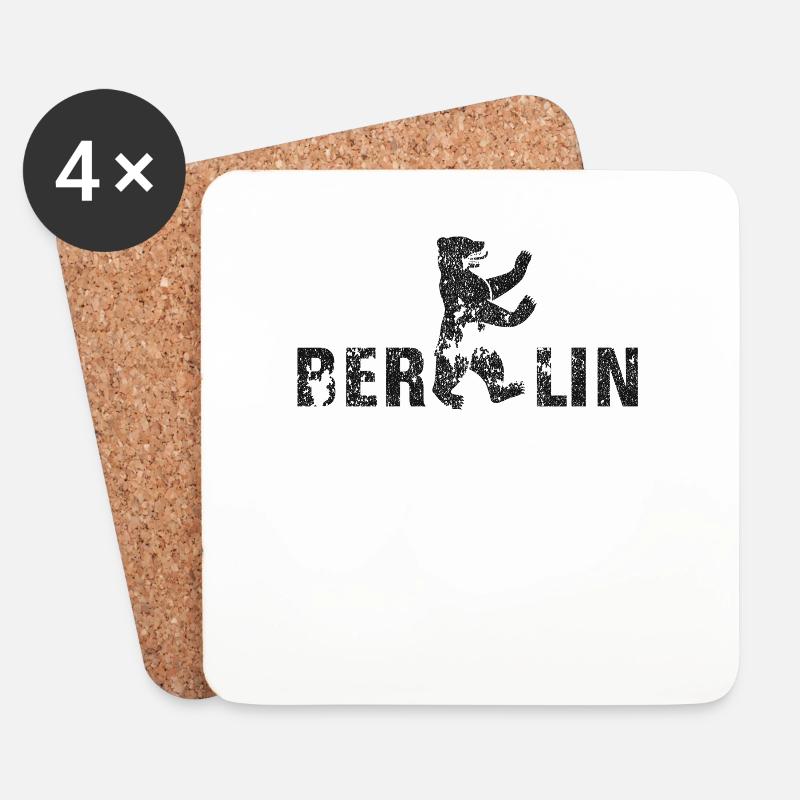 Berlin mit Berliner Bär - Untersetzer (4er-Set) - Weiß