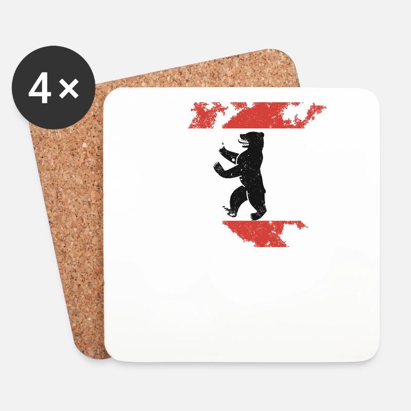 Berliner Bär, Geschenk - Untersetzer (4er-Set) - Weiß