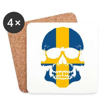 Schweden Totenkopf - Untersetzer (4er-Set) - Weiß - Vorne