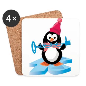 Penguin sondelling with metal detector in Arctic - Coasters (set of 4) - white - Front