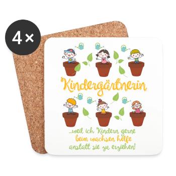 Kindergärtnerin - Untersetzer (4er-Set) - Weiß - Vorne