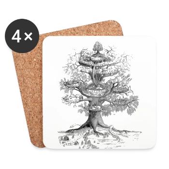 Yggdrasil, l'arbre du monde - Dessous de verre (lot de 4) - blanc - Devant