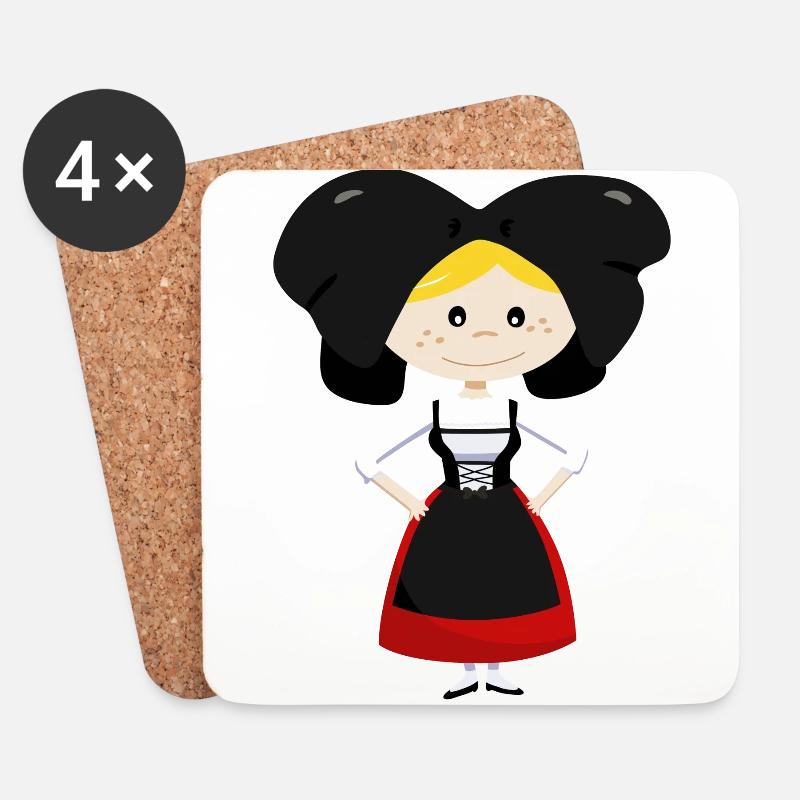 Elsässer Tracht - Untersetzer (4er-Set) - Weiß