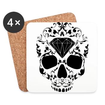 Skull Skullhead Floral Diamond Hipster Swag Black - Untersetzer (4er-Set) - Weiß - Vorne