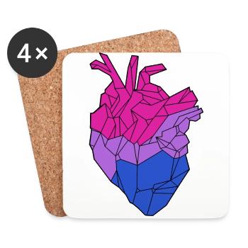 Coeur bisexuel - Dessous de verre (lot de 4) - blanc - Devant