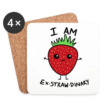 Ich bin Ex-Strohdinäre - Untersetzer (4er-Set) - Weiß - Vorne