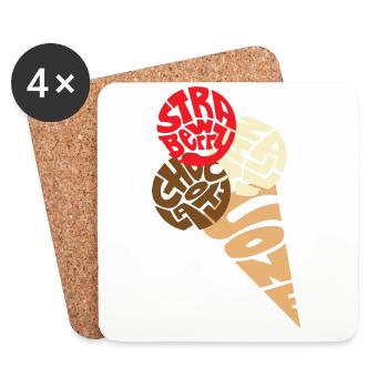 Crème glacée, crème glacée, glace - Dessous de verre (lot de 4) - blanc - Devant