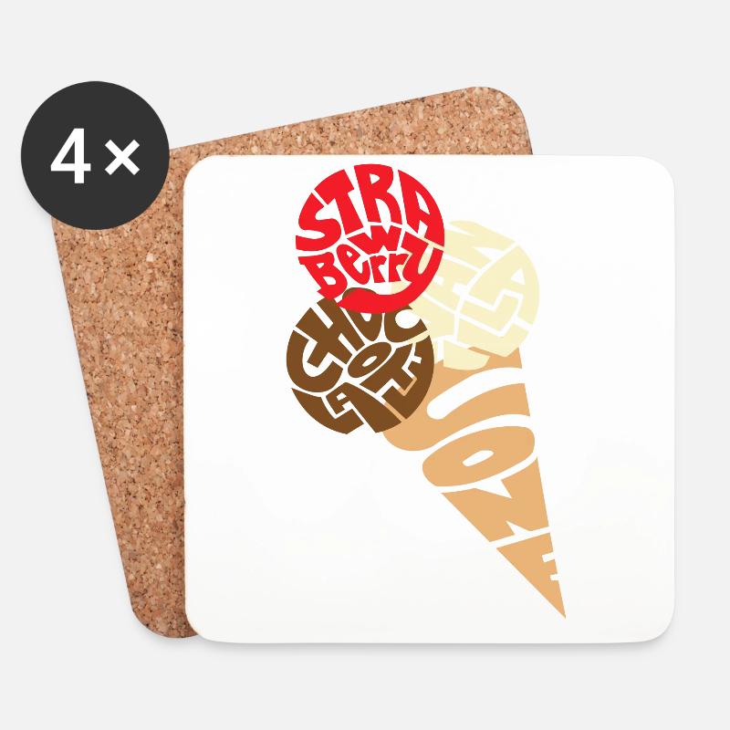 Eiscreme ,Eiskrem, Eis - Untersetzer (4er-Set) - Weiß