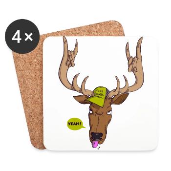 rock stag - Dessous de verre (lot de 4) - blanc - Devant