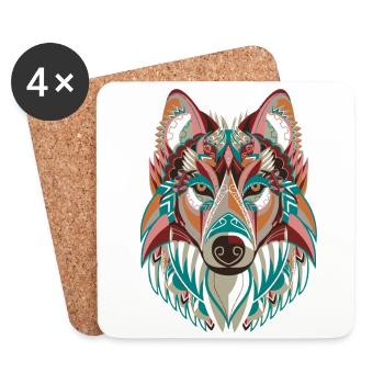 Wolf - Untersetzer (4er-Set) - Weiß - Vorne