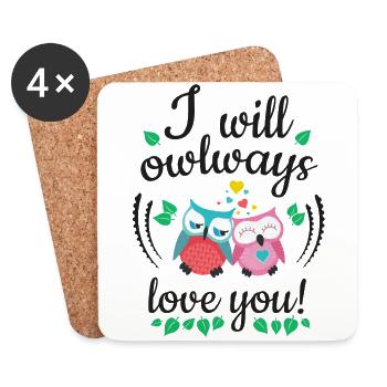 i will owlways love you owls - Coasters (set of 4) - white - Front