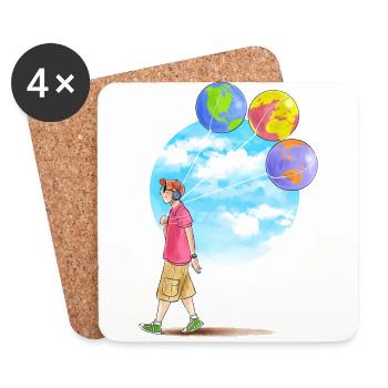 Ballons enfants et astronomie - Dessous de verre (lot de 4) - blanc - Devant