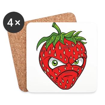 en colère sinistre fraise fraise graphique - Dessous de verre (lot de 4) - blanc - Devant