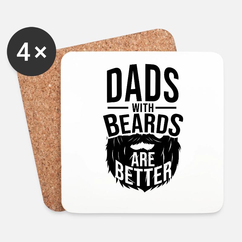 Papa Vater Bart Bärtig Geschenk Schnurrbart - Untersetzer (4er-Set) - Weiß