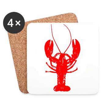 Lobster red food cook seafood - Coasters (set of 4) - white - Front