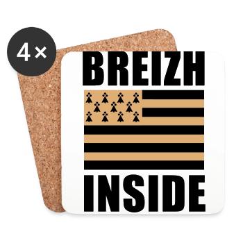 Breizh inside drapeau - Dessous de verre (lot de 4) - blanc - Devant