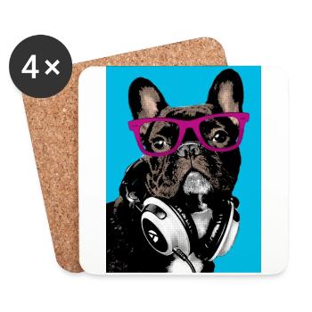 Pop Art Bulldog - Untersetzer (4er-Set) - Weiß - Vorne
