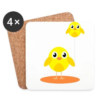 Chicks with balloons as chicks - Coasters (set of 4) - white - Front