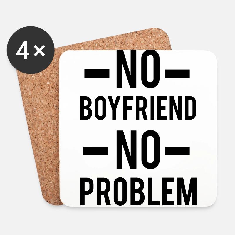 No Boyfriend - Untersetzer (4er-Set) - Weiß