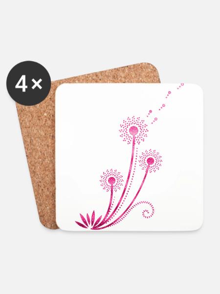Pusteblume, Löwenzahn, Blumen, Blume, Frühling - Untersetzer (4er-Set) - Weiß