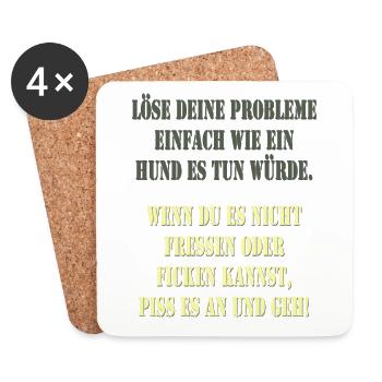 Spruch Hund - Untersetzer (4er-Set) - Weiß - Vorne