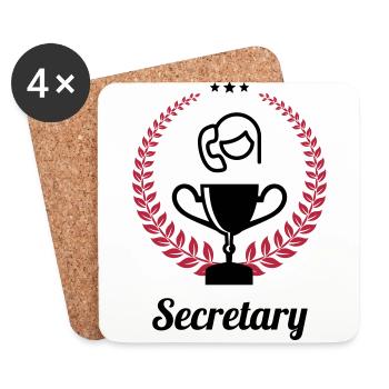secrétaire / secrétariat / assistante / patron - Dessous de verre (lot de 4) - blanc - Devant