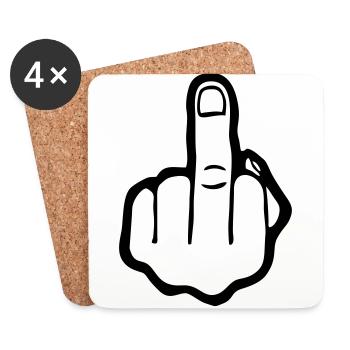 Finger, Fuck you (cheap!) - Dessous de verre (lot de 4) - blanc - Devant