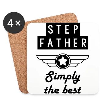 Stiefvater / Stiefmutter / Ehe / Familie - Untersetzer (4er-Set) - Weiß - Vorne