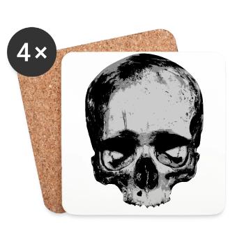 Totenkopf / Skull / Schädel - Untersetzer (4er-Set) - Weiß - Vorne