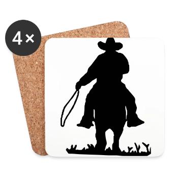 Cow-boy - Dessous de verre (lot de 4) - blanc - Devant