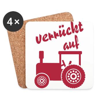 verrückt auf Traktor / Traktor - Untersetzer (4er-Set) - Weiß - Vorne