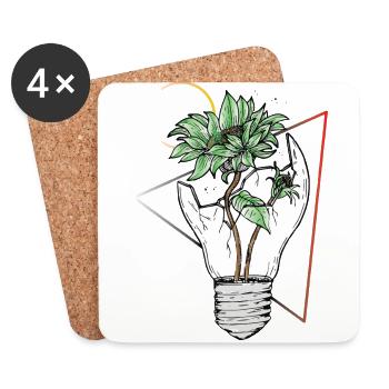 Ampoule vs la nature - Dessous de verre (lot de 4) - blanc - Devant