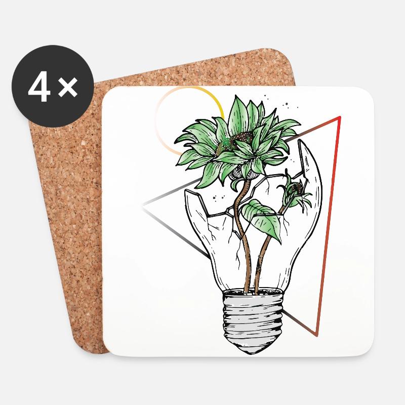 Light bulb vs nature - Coasters (set of 4) - white